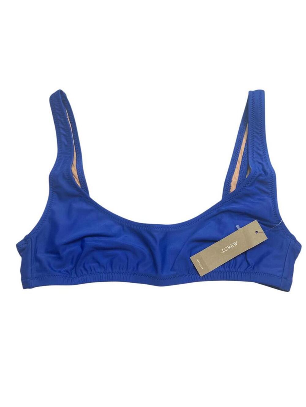 J Crew Heritage Scoopneck Bikini Swim Top BX611 Blue NWT Size S